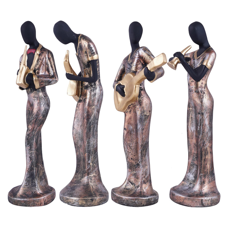 zart Resin Musical Instrument Showpiece, Set of 4 (Gold)