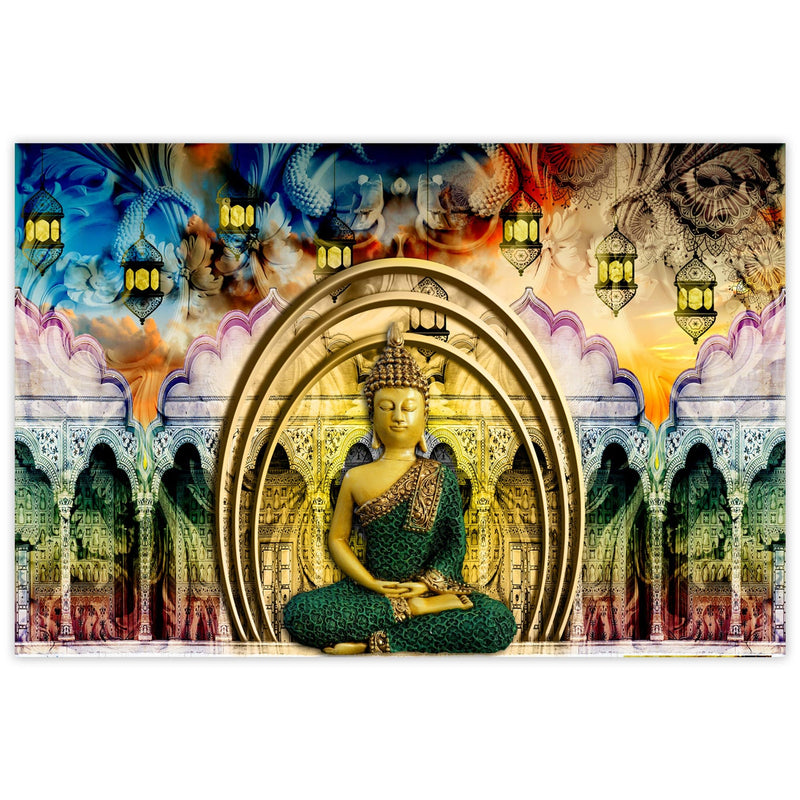 Indianara Rolled Sparkled Gautam Buddha Art Print for Room Décor Digital Reprint 36 inch x 24 inch Painting (10747PST)