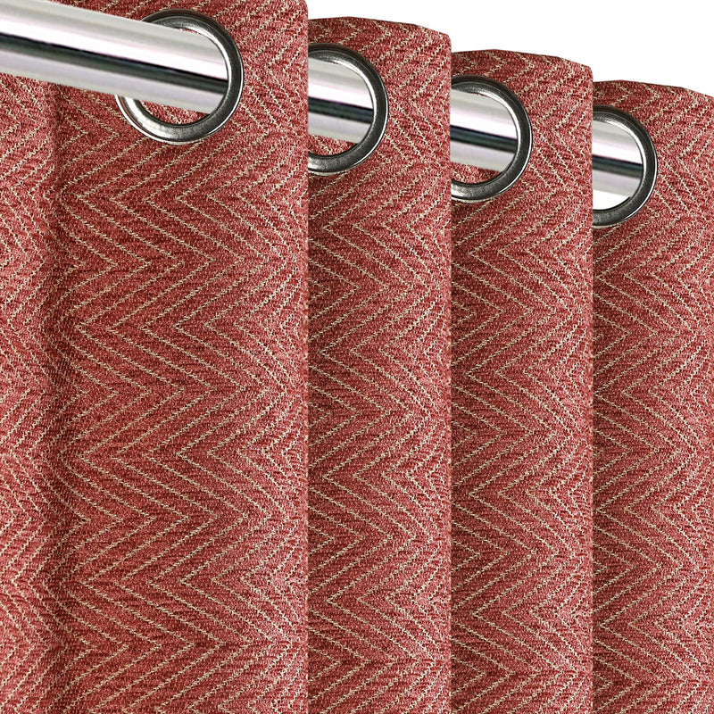 Saral Home Pink Chenille & Polyester Room Darkening Door & Windows Curtain - (Set of 2, 4x7 Feet)