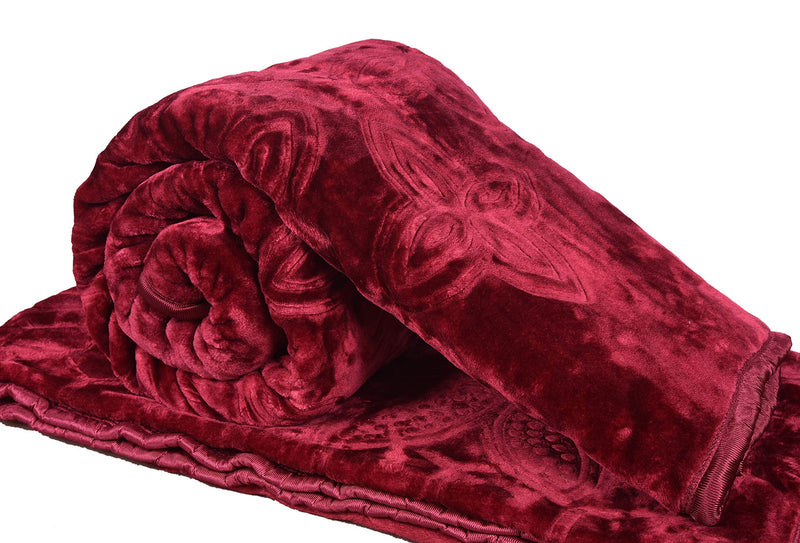 Goyal's ® Polyester 200 TC Blanket (Single_Red & Brown)