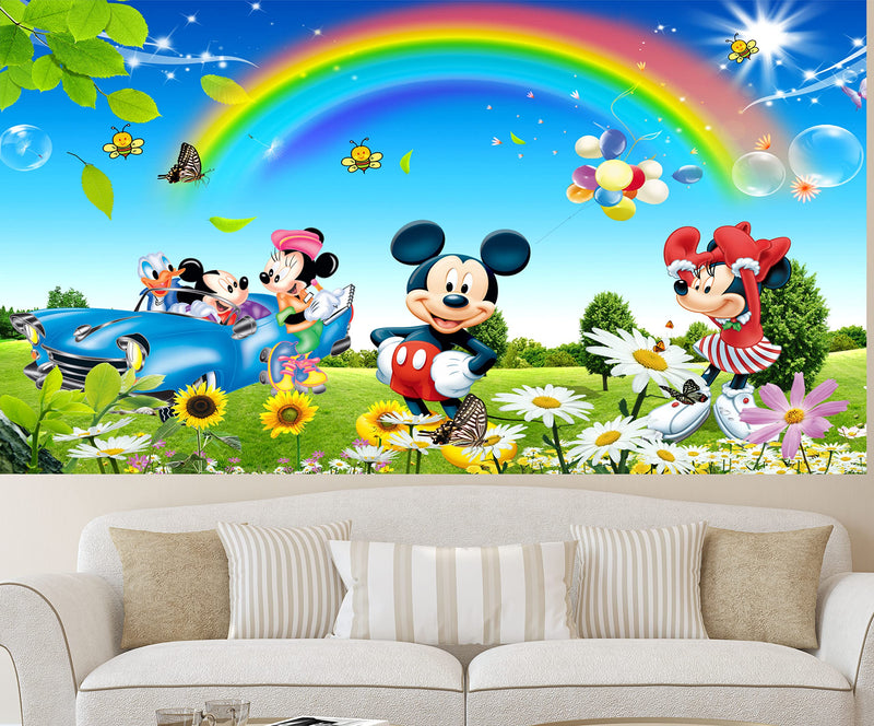 LANSTICK Micky Mouse Sky Rainbow Background Wall Sticker