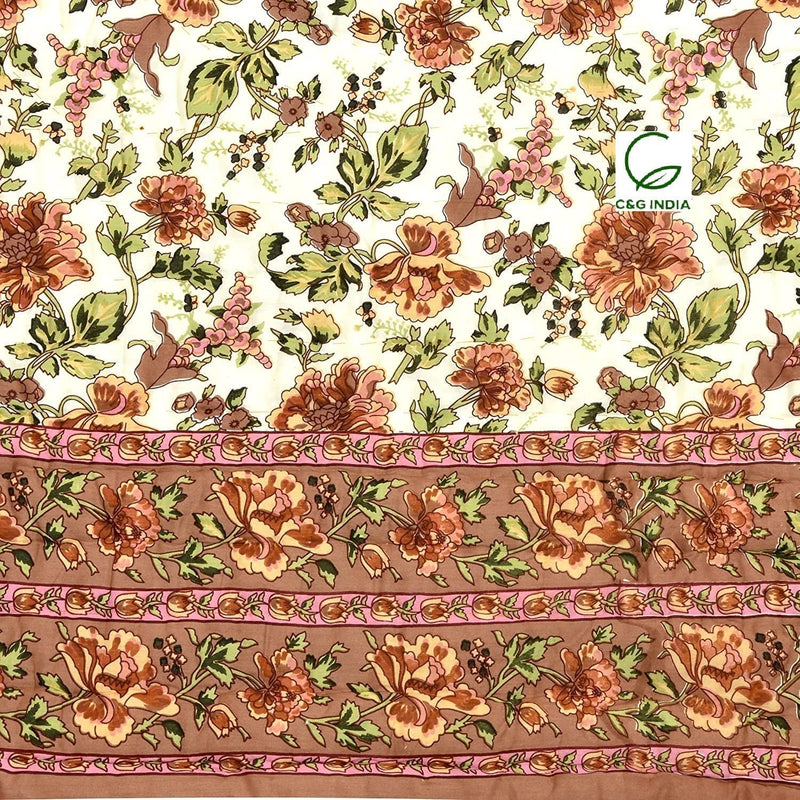 C&G INDIA Jaipuri Razai Double Bed Ac Quilt 85x100 (Garden Flower)