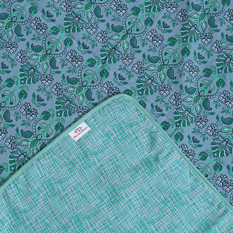 Heart Home Cotton Soft Lightweight Paisley Design Reversible Single Bed Dohar | Blanket | AC Quilt for Home & Travel (Green)