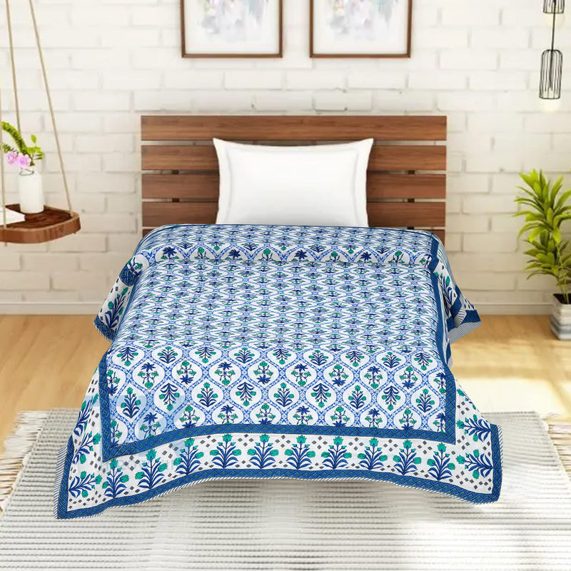 THROW KING Rjasthani Tradittional Made by Hand Jaipuri Quilt for Single Bed 100% Pure Cotton Jaipuri razai,Quilt | Skin Friendly & Breathable | 58 x 90 inch |