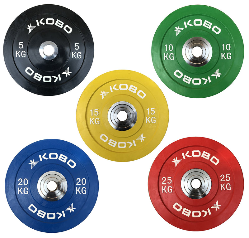 Kobo 20 Kg (51 mm) Bumper Plates Competition Level Olympic Barbell Bar Weight Plate with Machined Steel Collar Elite (Imported) - Sold in Pairs (20 Kg x 2 = 40 Kg)