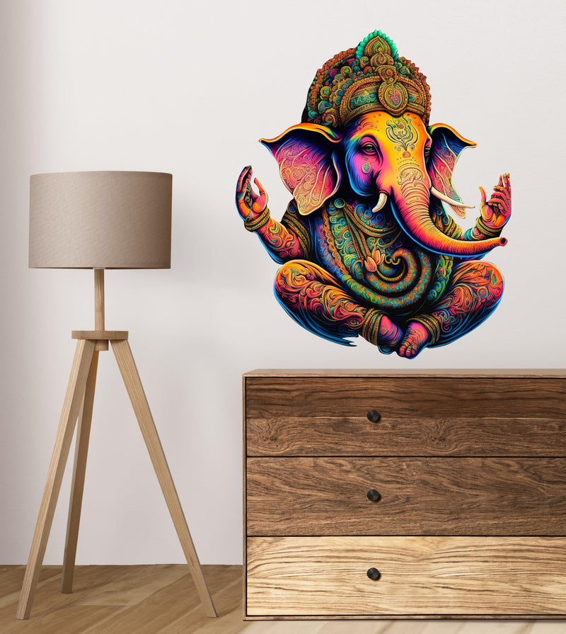 CreativeEdge PVC Vinyl Wall Sticker 3D Lord Ganesha Sitting Multicolor (61 cm x 51 cm)