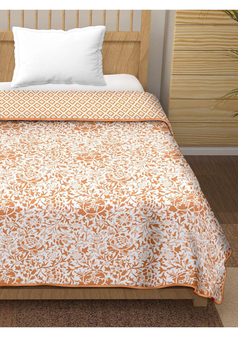 Anadhika 100% Cotton Reversible Dohar Single Bed AC Blanket for Summer Winter Travelling Light Weight Soft Blanket 60"x90" -Abstract Orange