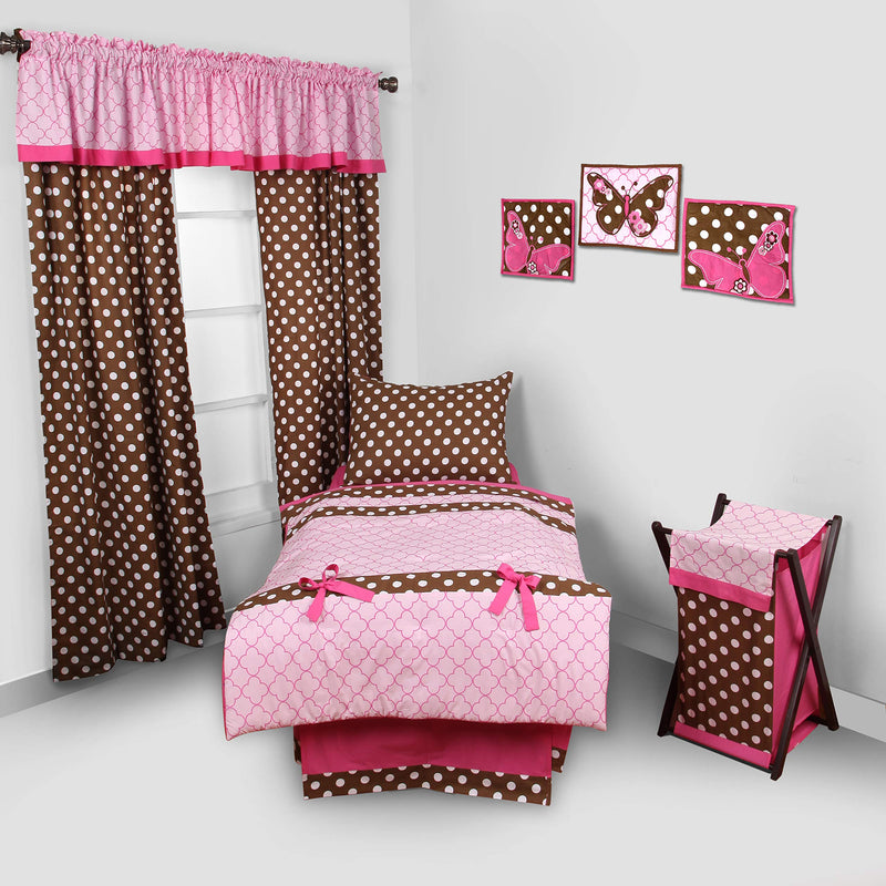 Bacati Butterfliers Pink/Chocolate 4 Pc Toddler Bedding Set