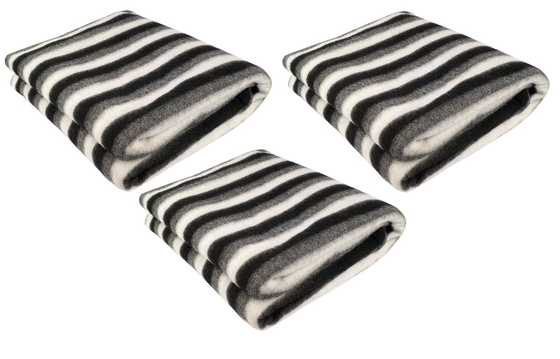 Zacharias Black and White Stripe Single Bed AC Fleece Blanket ( Size :Single :60X90 Inch )Pack of 3