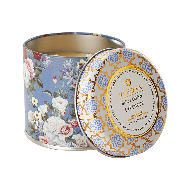 VEEDAA Bulgarian Lavender Mason Tin Soy Wax Scented Candle (Burns 25 hours)