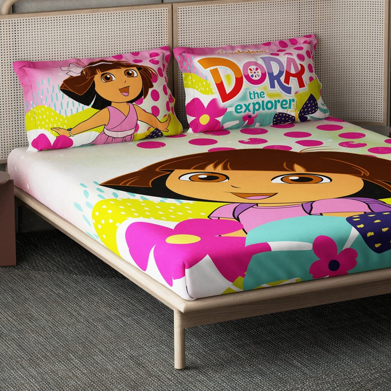 DDECOR - Dora 210TC 100% Cotton Double Bedsheet with 2 Pillow Covers, Pink