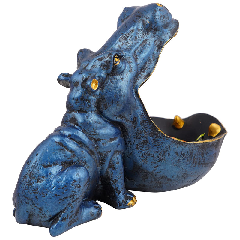 zart Angry Big Mouth Hippopotamus Showpiece for Home Decor Showpiece | Hippo Showpiece for Home Decorative Showpiece (Hippo Blue) Resin