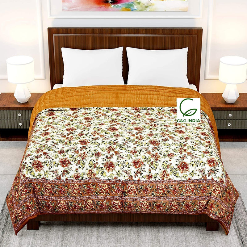 C&G INDIA Jaipuri Razai Double Bed Ac Quilt 85x100 (Garden Flower)