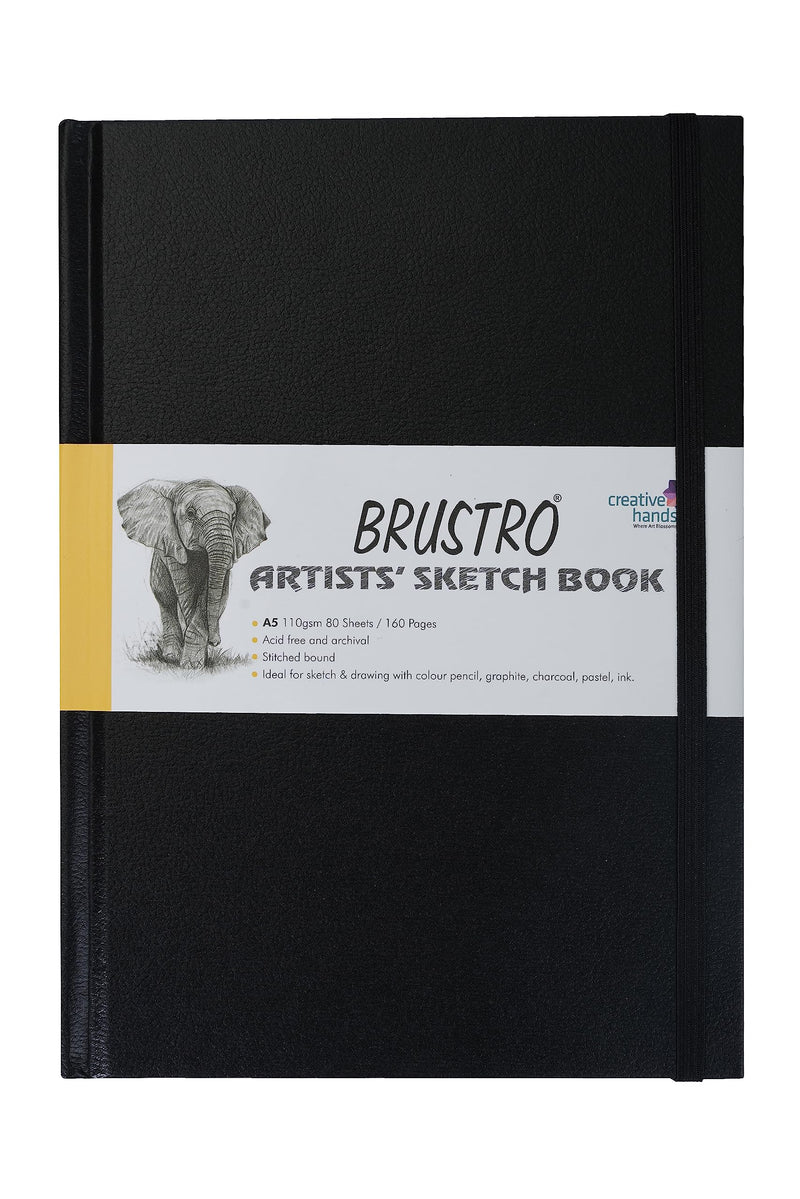 Brustro Artists Stitched Bound Sketch Book, A5 Size, 160 Pages, 110 GSM (Acid Free)