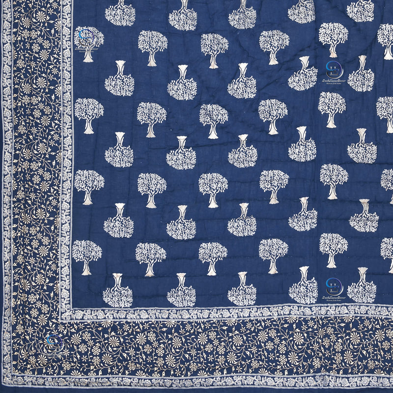 THROWS HOME DECOR 400 TC Jaipuri Rajasthani Traditional Light Weight Pure Cotton Single Bed Soft Jaipuri AC/Winter Quilt/Razai Floral Blue Print (Size 55 X 85 inch Stitch Including) Set of 1