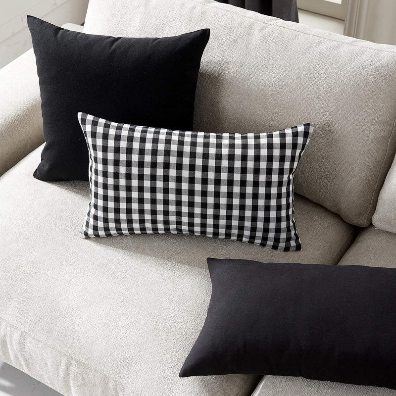 H B MSALA (DEVICE) Black and White Checkered Microfiber 16 X 25 Inch Size Soft Plush Cushy Pillow (Pack of 01)