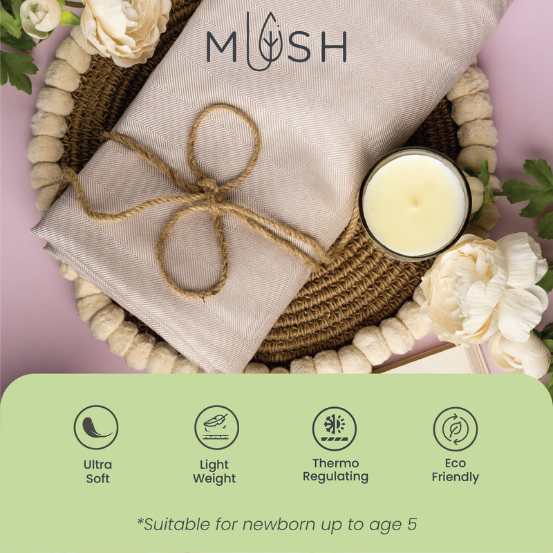 Mush Ultra-Soft, Light Weight & Thermoregulating, All Season 100% Bamboo Blanket & Dohar (Beige, Small - 3.33 x 4.5 ft)