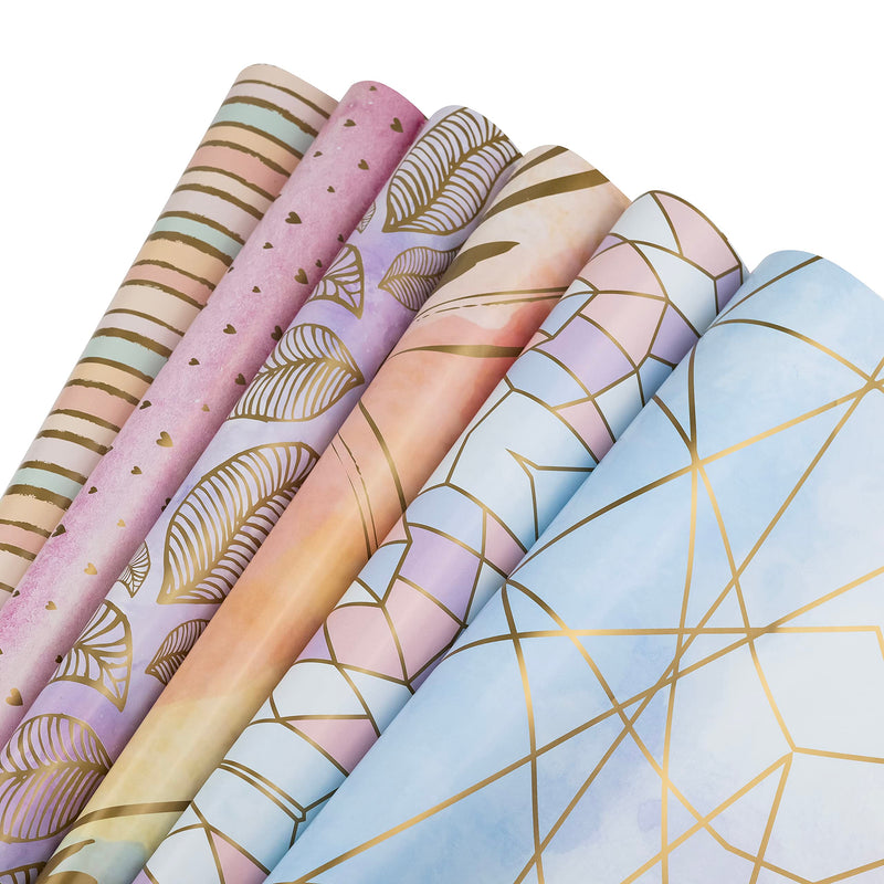 Birch & Co. Gift Wrapping Paper Sheet - Gift Paper - Gift Wrap Roll -Gift Cover Rapping Paper - Gift Packing Materials - Premium Design Paper sheet for Gift Packing, Mix, Pack of 6, Multicolor