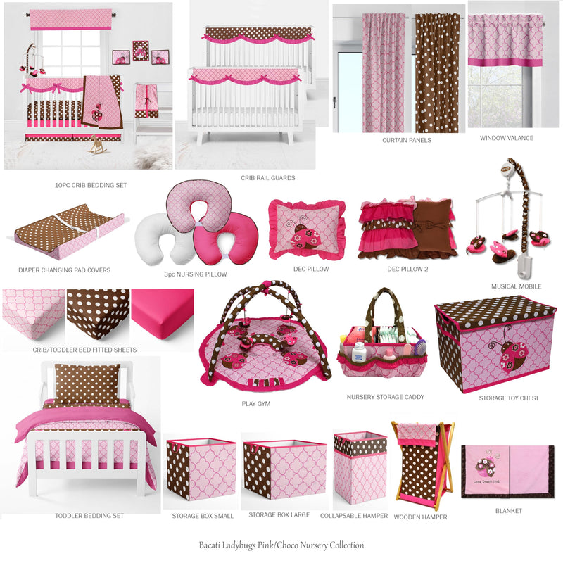 Bacati Butterfliers Pink/Chocolate 4 Pc Toddler Bedding Set