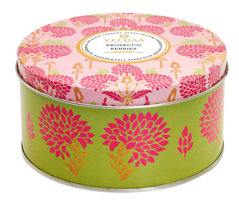 VEEDAA Prosecco Berries 3 Wick Tin Soy Scented Candle (Burns 40 Hours)