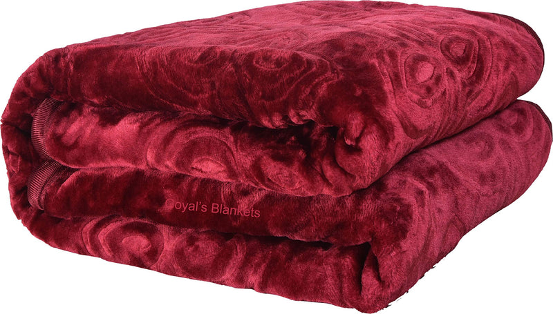 Goyal's ® Silky Soft Heavy Quality Mink Blanket Double Bed - Set of 2 (Maroon & Brown)