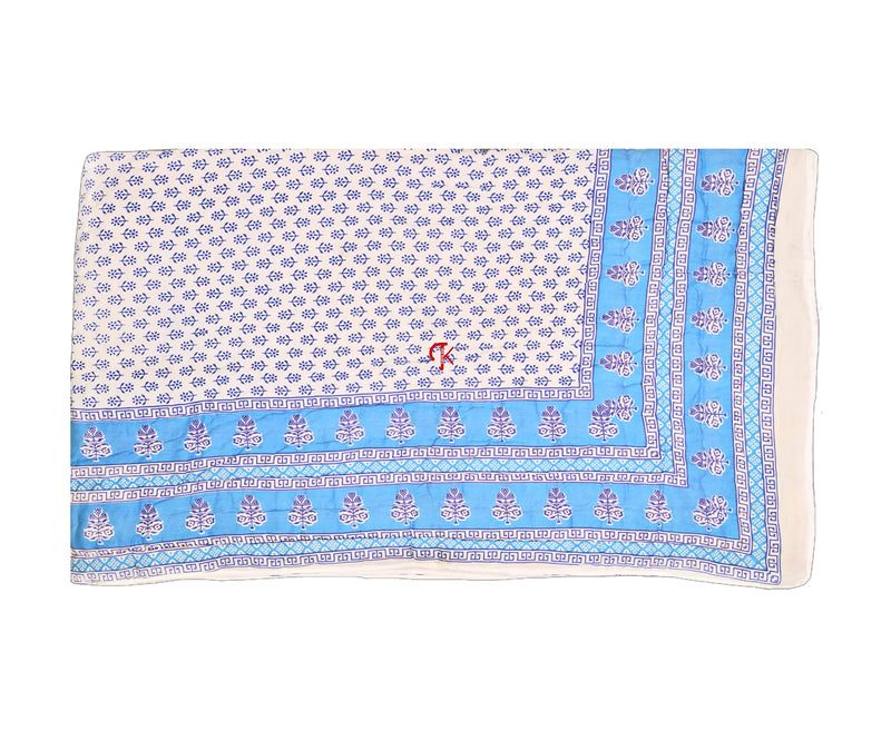 THROW KING Single Bed (Revesible) Rajasthani Organic Cotton Jaipuri Rajai/Razai Blanket Ac Quilt Soft/Cozy Light Weight Rajasthani Traditional Comforter/Dohar/Razai (Blue Pack of-2)