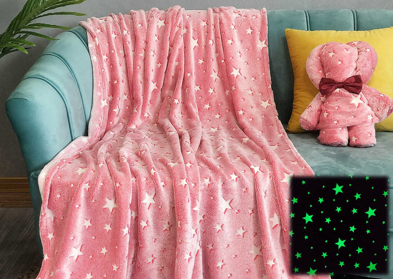 AHC Glow in The Dark Polyester Microfiber Blanket for Kids (Pink 150 x 100 cm)