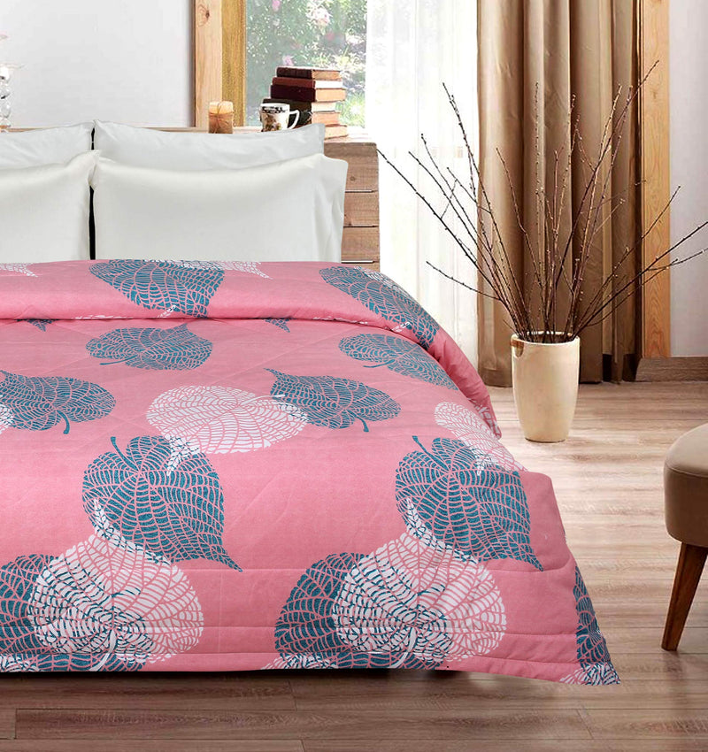 BSB HOME 220 GSM Microfiber Reversible AC Comforter/Blanket for Winter/Quilt/Duvets for Single Bed Size (152X240 cm, Pink,White & Blue)