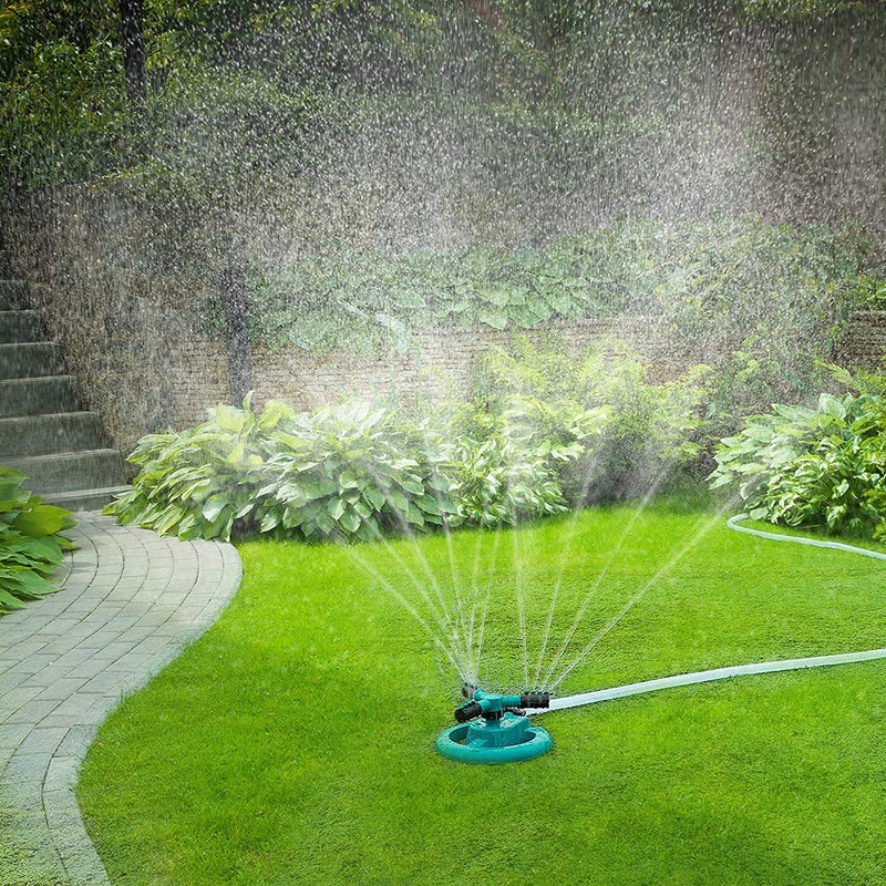 EPISKEY® Pipe And Sprinkler Set Automatic Garden Sprinkler 360 ° Rotating Adjustable Water Sprinkler Set With heavy Duty Braided 15 Meter hose Pipe,jointer, and 2 pcs leakProof Clamps for Plant Irrigation and Kids Playing