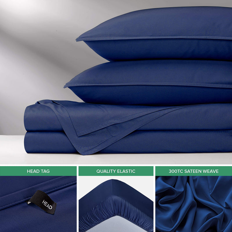 Pure Bamboo Sheets King Size Bed Sheets 4 Piece Set, 100% Organic Bamboo, Luxuriously Soft & Cooling, Double Stitching, 16" Deep Pockets, 1 Fitted, 1 Flat, 2 Pillowcases (King, Cobalt Blue)