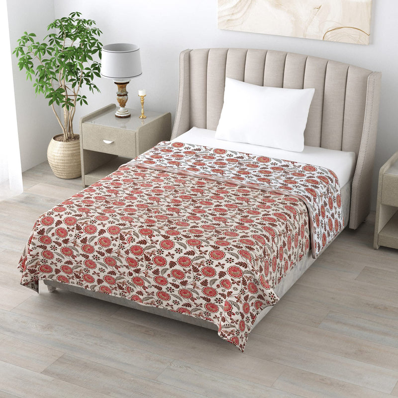 Shubastik Cotton Printed Single Bed Reversible Dohar/AC Quilt for Single Bed (60 X 90 Inch)