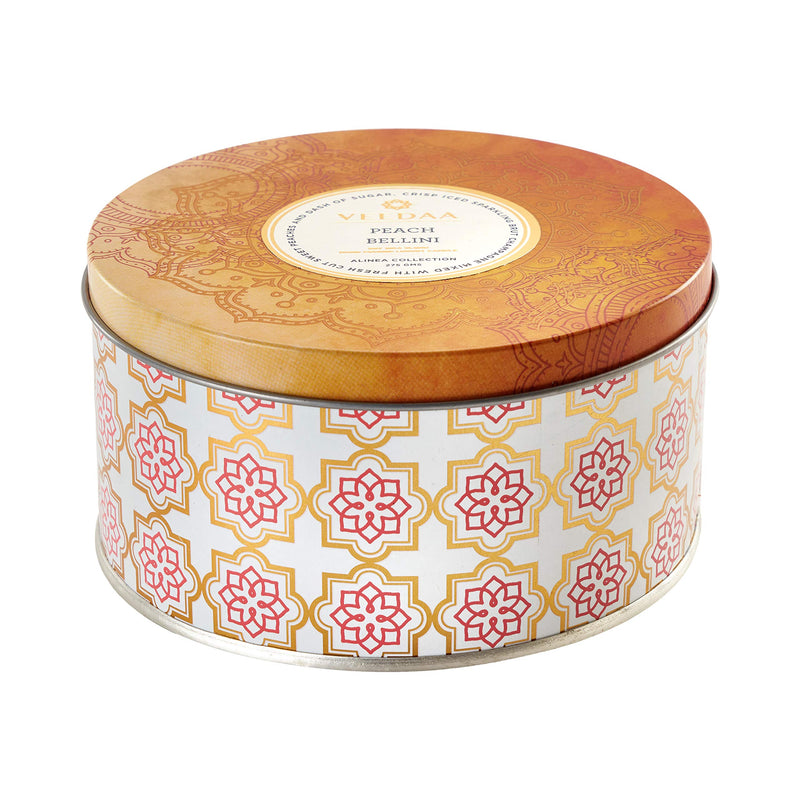 VEEDAA Peach Bellini 3 Wick Tin Soy Scented Candle (Burns 40 Hours)