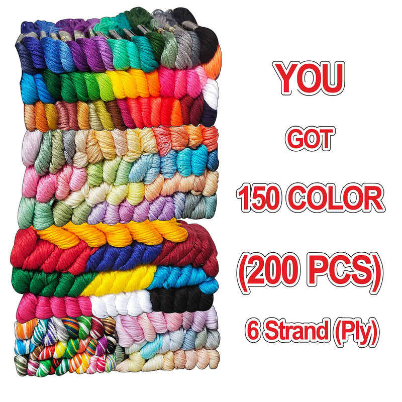 Boss poly® Embroidery Thread 160 Color Mix/200 Pcs Pack/Floss Skeins Cross Stitch Thread Friendship Bracelets Crafts. Floss(Combo Pack)