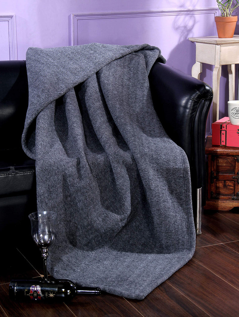 VAS COLLECTIONS® Woolen Fleece Blanket | Natural, Warm & Cozy for Camping, Travelling, Bed, Sofa | Single 152x220 cm, Grey