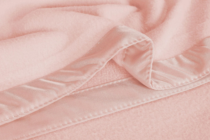 BSB HOME Micro Fleece Blanket/Dohar with Antipill Property for Double Bed (90 X 86 Inches) |Ultrasoft & Lightweight Antipilling Blanket with Satin Piping Border- 250 GSM | (Light Pink), 350 TC