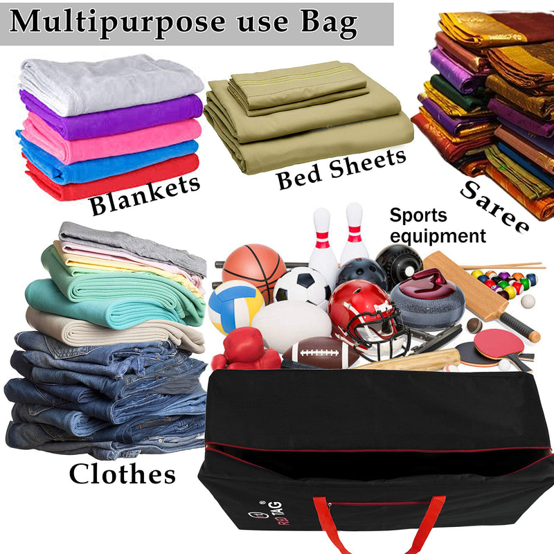 Storite Moisture Proof 236 L Heavy Duty 1680 Denier Nylon Multi-Purpose Extra Large Toys Storage Bag/Stationery Paper/Blankets/Clothes Storage Bag (Red Black, 113x39.5x53 cm)