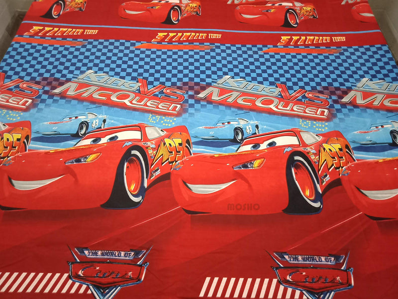 CAIRO Polycotton Kids Cartoon Bedsheet for Double Bed with 2 Pillow Covers, Cars Print, Loose PVC Pack