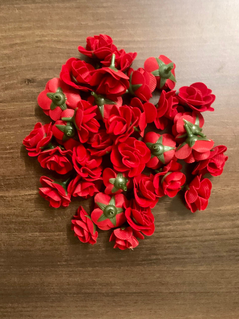 SPHINX artificial velvet roses loose flowers for D-I-Y crafts/decorations/beading work - (Red, 200)