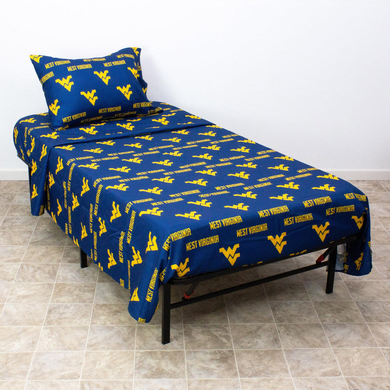 College Covers West Virginia Mountaineers Sheet Set, Twin, Team Colors