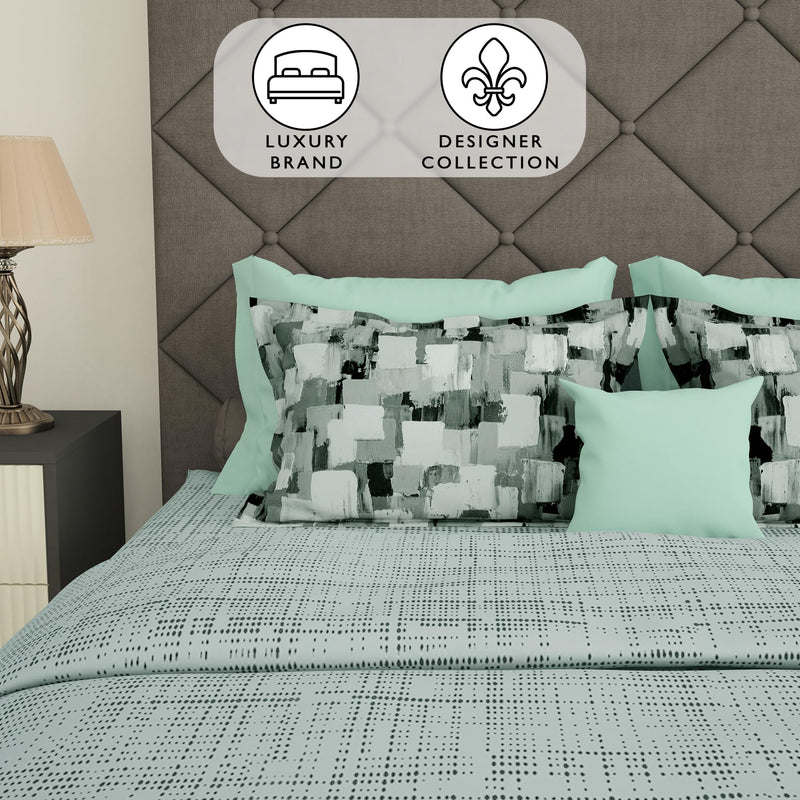 Story@Home 152 TC 100% Cotton Dotted Print Majestic Collection Double Bedsheet with 2 Pillow Covers for Bedroom (225 X 250 cm, Grey), Perfect for Festive Gifting