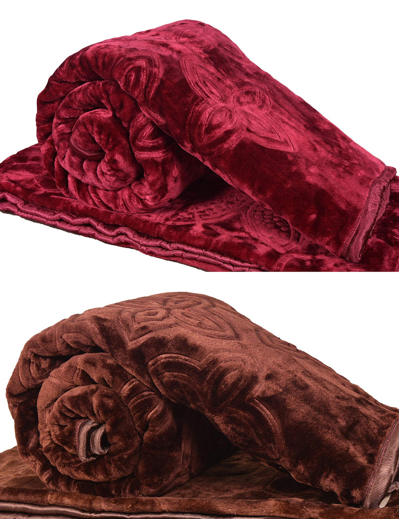 Goyal's ® Polyester 200 TC Blanket (Single_Red & Brown)