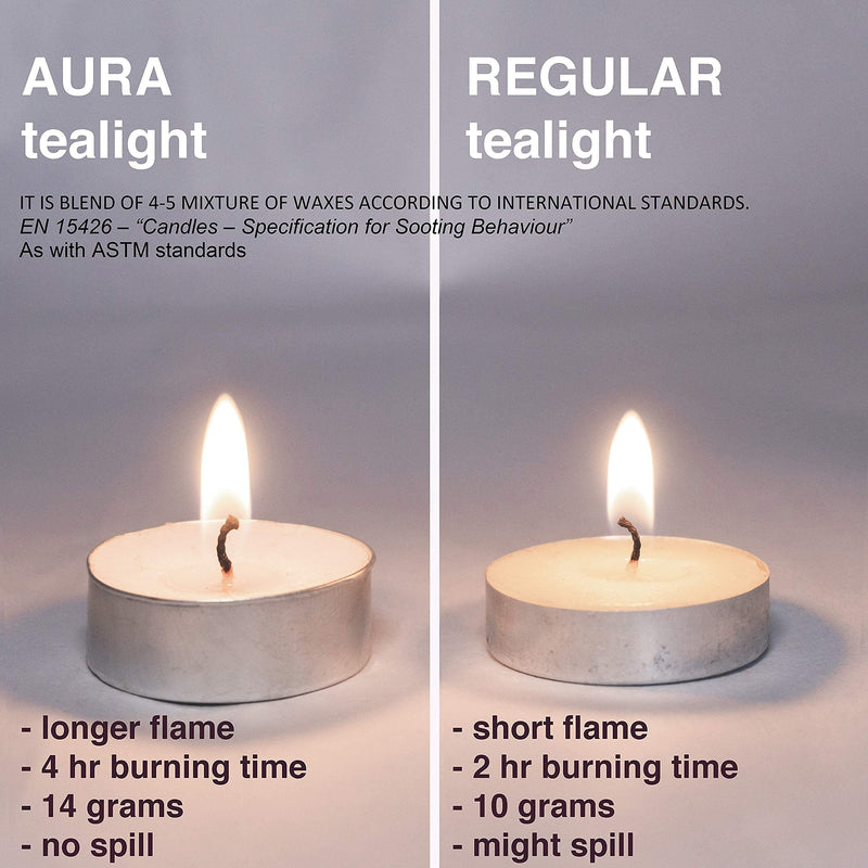 AURA Tea Light Soy Wax Candles Unscented, Smokeless, Long Burning for Home, Birthday and Diwali Decoration with Free Candle Lighter Pack of 300