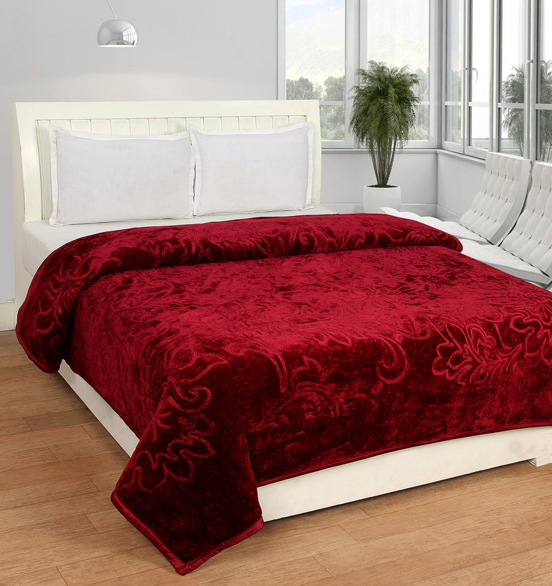 BSB HOME® Blankets|| 3000 TC Super Soft Mink Single Bed Hot and Warm Blanket for Winter-Red Maroon