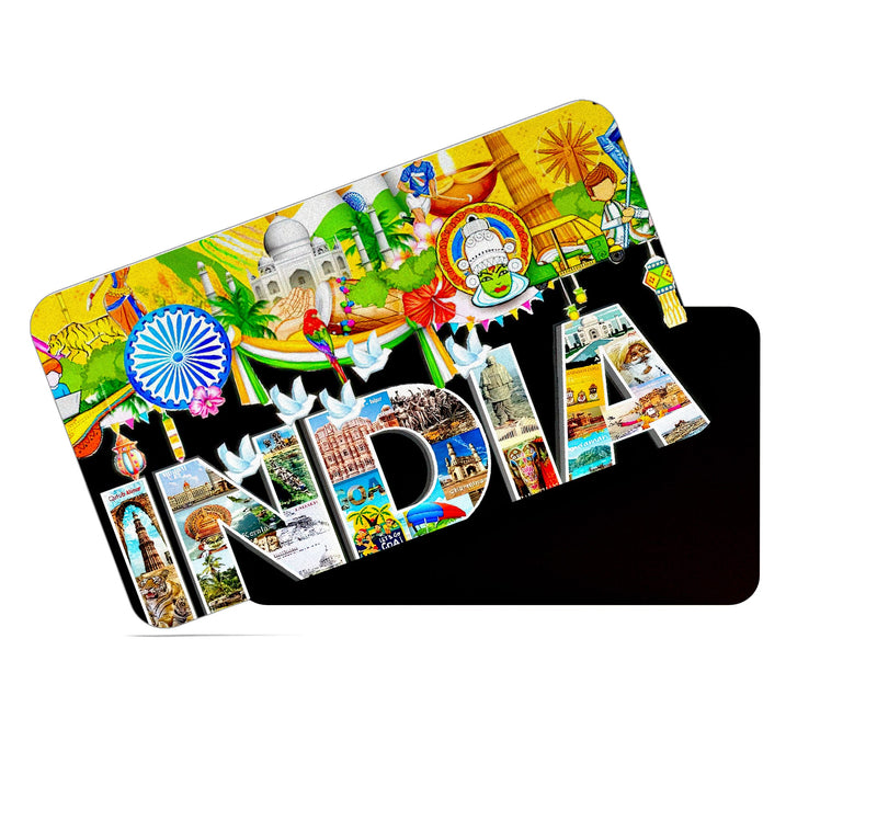 dhcrafts Rectangular Rubber Fridge Magnet/Magnetic Card Multicolor India D1 Design Pack of 1 (8.6cm x 5.4cm)