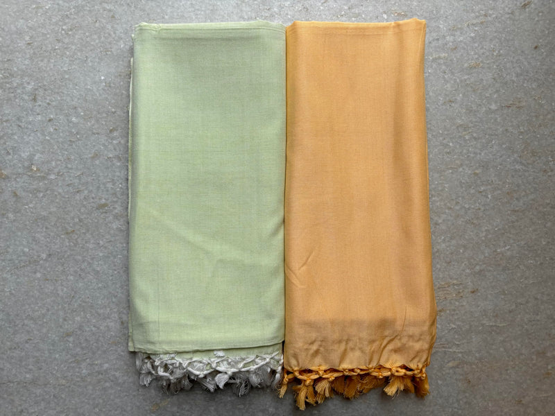 Bhagalpuri Handloom | Dull Chadar Bhagalpuri |Traditional Organic Blend of Cotton & Silk | AC Room Soft Chadar for Summer | All Season andi Chadar/Blanket| 2X Thread Quality - Pack of Green & Yellow