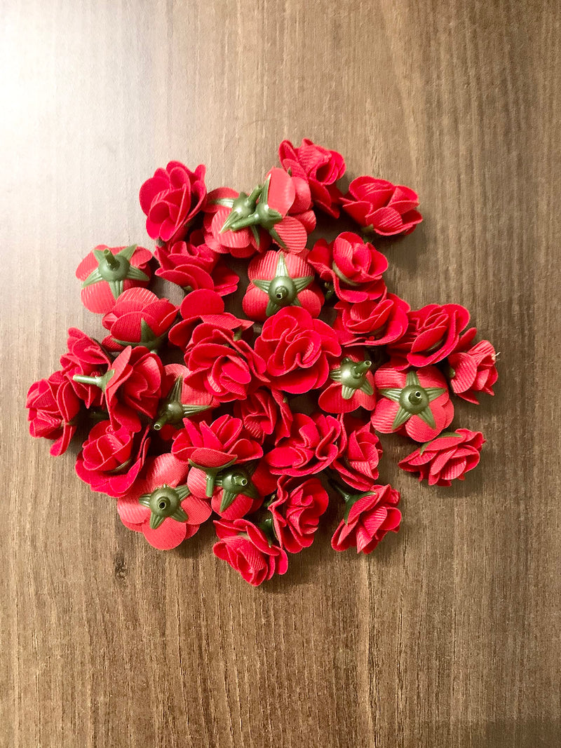 SPHINX artificial velvet roses loose flowers for D-I-Y crafts/decorations/beading work - (Red, 200)