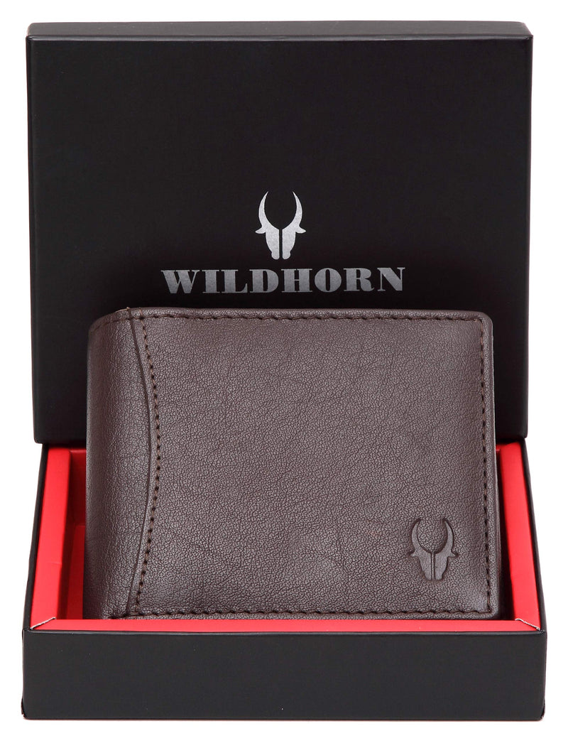 WildHorn Brown Leather Wallet for Men I 9 Card Slots I 2 Currency & Secret Compartments I 1 Zipper & 3 ID Card Slots