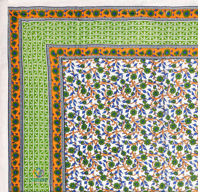 HOPEE SHOP Jaipuri Pure Cotton Razai Garden Flower Print Single Bed Rajasthani Quilt, Light Weight Reversibal Multi Green Rajai (Size 55x85 inch)