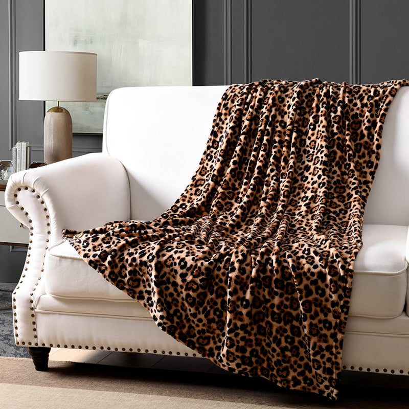 Fleece Throw Blanket, 50 x 60 Inch Fleece Blanket -Leopard Print by ocean home fashion