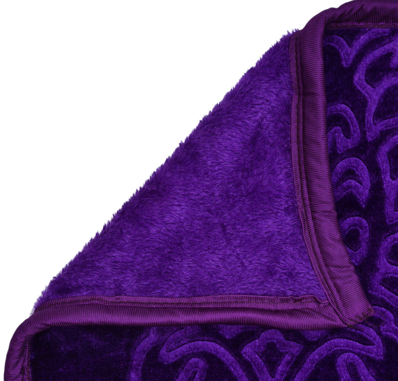 SPANGLE Floral Self Warm Soft Luxurious 360 TC Mink Single Bed Blanket (Purple)